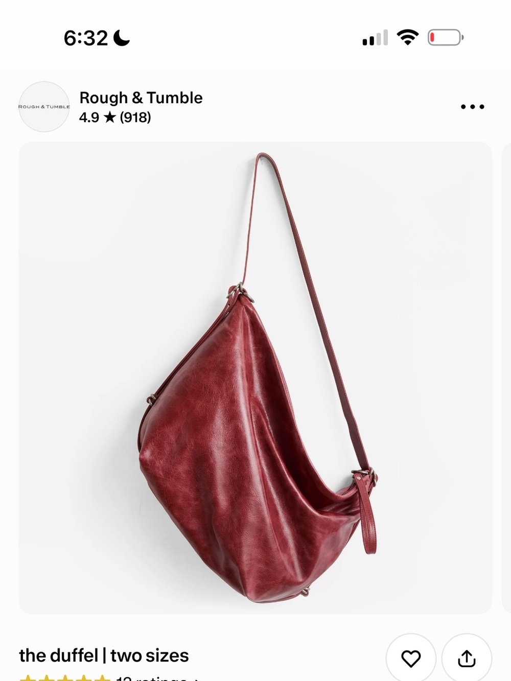 Rough & Tumble Large Duffel in Nectar with clip on strap